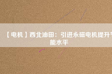 【電機】西北油田：引進(jìn)永磁電機提升節(jié)能水平
          