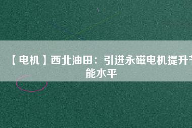 【電機】西北油田：引進(jìn)永磁電機提升節(jié)能水平
          