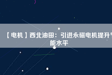 【電機】西北油田：引進(jìn)永磁電機提升節(jié)能水平
          