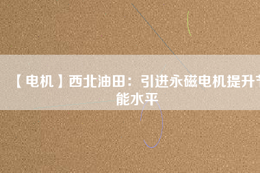 【電機】西北油田：引進(jìn)永磁電機提升節(jié)能水平
          