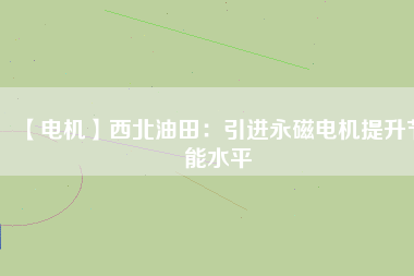 【電機】西北油田：引進(jìn)永磁電機提升節(jié)能水平
          