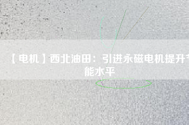 【電機】西北油田：引進(jìn)永磁電機提升節(jié)能水平
          