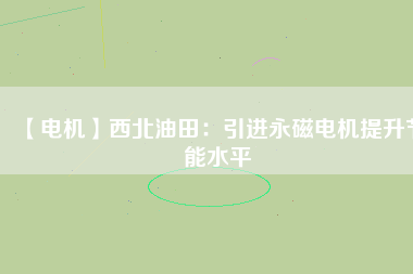 【電機】西北油田：引進(jìn)永磁電機提升節(jié)能水平
          