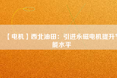 【電機】西北油田：引進(jìn)永磁電機提升節(jié)能水平
          