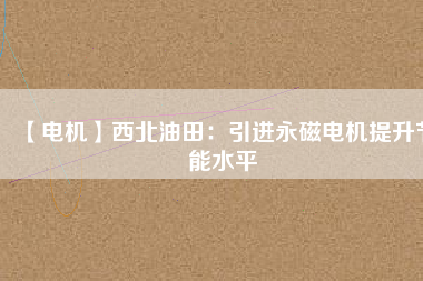【電機】西北油田：引進(jìn)永磁電機提升節(jié)能水平
          