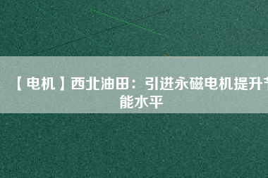 【電機】西北油田：引進(jìn)永磁電機提升節(jié)能水平
          