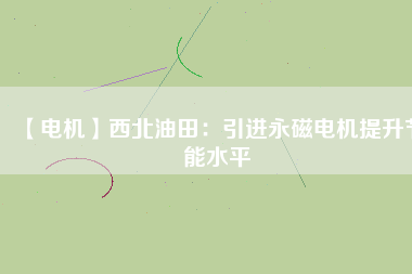 【電機】西北油田：引進(jìn)永磁電機提升節(jié)能水平
          
