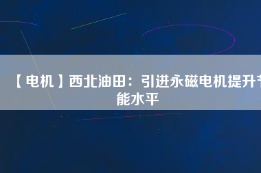【電機】西北油田：引進(jìn)永磁電機提升節(jié)能水平
          