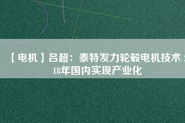 【電機(jī)】呂超：泰特發(fā)力輪轂電機(jī)技術(shù) 2018年國(guó)內(nèi)實(shí)現(xiàn)產(chǎn)業(yè)化
          