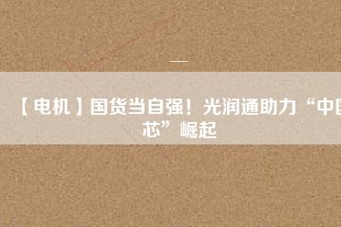 【電機(jī)】國(guó)貨當(dāng)自強(qiáng)！光潤(rùn)通助力“中國(guó)芯”崛起
          