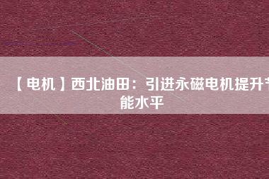 【電機】西北油田：引進(jìn)永磁電機提升節(jié)能水平
          