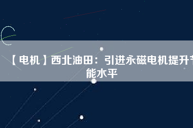 【電機】西北油田：引進(jìn)永磁電機提升節(jié)能水平
          