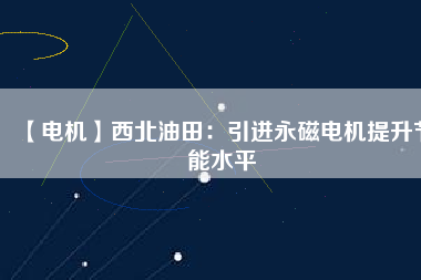 【電機】西北油田：引進(jìn)永磁電機提升節(jié)能水平
          