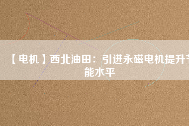 【電機】西北油田：引進(jìn)永磁電機提升節(jié)能水平
          