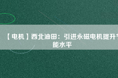 【電機】西北油田：引進(jìn)永磁電機提升節(jié)能水平
          