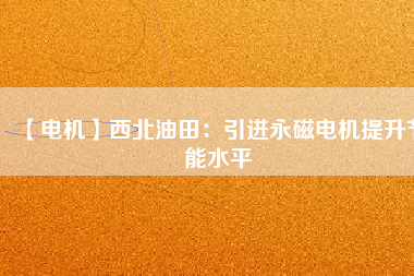 【電機】西北油田：引進(jìn)永磁電機提升節(jié)能水平
          