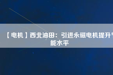 【電機】西北油田：引進(jìn)永磁電機提升節(jié)能水平
          