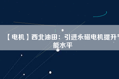 【電機】西北油田：引進(jìn)永磁電機提升節(jié)能水平
          