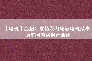 【電機(jī)】呂超：泰特發(fā)力輪轂電機(jī)技術(shù) 2018年國(guó)內(nèi)實(shí)現(xiàn)產(chǎn)業(yè)化
          