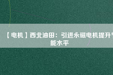 【電機】西北油田：引進(jìn)永磁電機提升節(jié)能水平
          