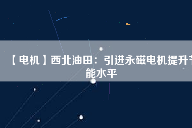 【電機】西北油田：引進(jìn)永磁電機提升節(jié)能水平
          