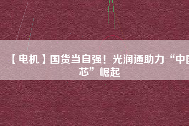 【電機(jī)】國(guó)貨當(dāng)自強(qiáng)！光潤(rùn)通助力“中國(guó)芯”崛起
          