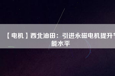【電機】西北油田：引進(jìn)永磁電機提升節(jié)能水平
          