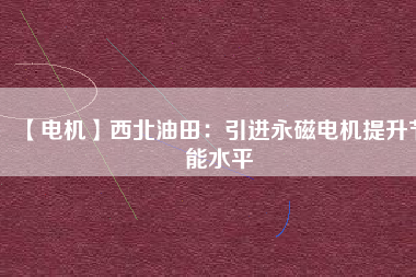 【電機】西北油田：引進(jìn)永磁電機提升節(jié)能水平
          