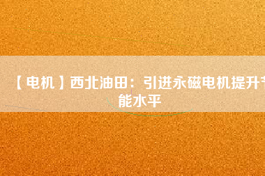 【電機】西北油田：引進(jìn)永磁電機提升節(jié)能水平
          