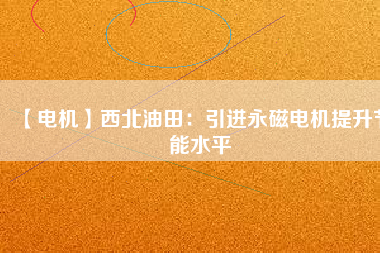【電機】西北油田：引進(jìn)永磁電機提升節(jié)能水平
          
