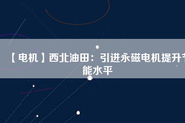 【電機】西北油田：引進(jìn)永磁電機提升節(jié)能水平
          