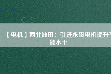 【電機】西北油田：引進(jìn)永磁電機提升節(jié)能水平
          