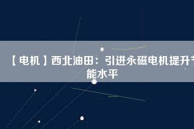 【電機】西北油田：引進(jìn)永磁電機提升節(jié)能水平
          