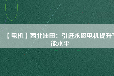 【電機】西北油田：引進(jìn)永磁電機提升節(jié)能水平
          