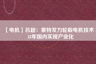 【電機(jī)】呂超：泰特發(fā)力輪轂電機(jī)技術(shù) 2018年國(guó)內(nèi)實(shí)現(xiàn)產(chǎn)業(yè)化
          