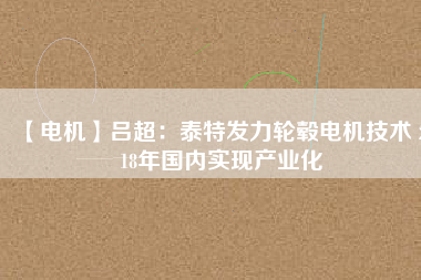 【電機(jī)】呂超：泰特發(fā)力輪轂電機(jī)技術(shù) 2018年國(guó)內(nèi)實(shí)現(xiàn)產(chǎn)業(yè)化
          