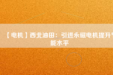 【電機】西北油田：引進(jìn)永磁電機提升節(jié)能水平
          