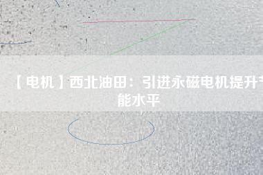 【電機】西北油田：引進(jìn)永磁電機提升節(jié)能水平
          