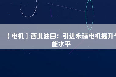 【電機】西北油田：引進(jìn)永磁電機提升節(jié)能水平
          