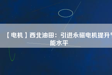 【電機】西北油田：引進(jìn)永磁電機提升節(jié)能水平
          