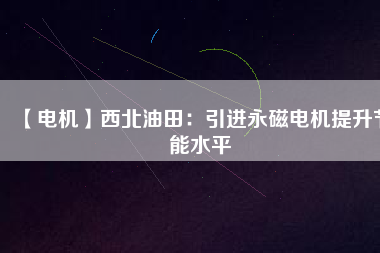 【電機】西北油田：引進(jìn)永磁電機提升節(jié)能水平
          