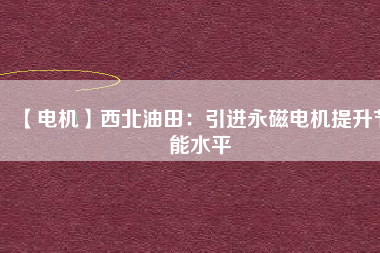 【電機】西北油田：引進(jìn)永磁電機提升節(jié)能水平
          