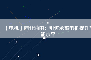 【電機】西北油田：引進(jìn)永磁電機提升節(jié)能水平
          